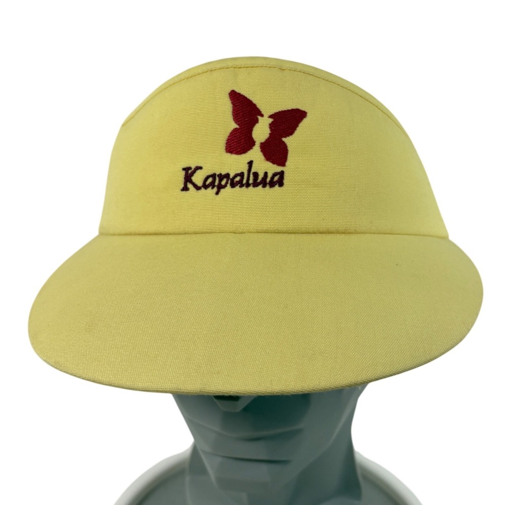 Vintage Kapalua Golf Visor Yellow Butterfly Logo Adjustable Strap Hat
